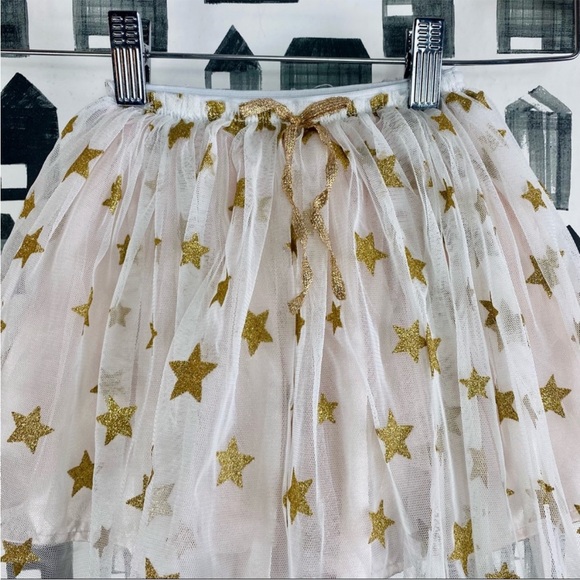Popatu Light Pink Tulle Gold Star Skirt - Picture 3 of 5